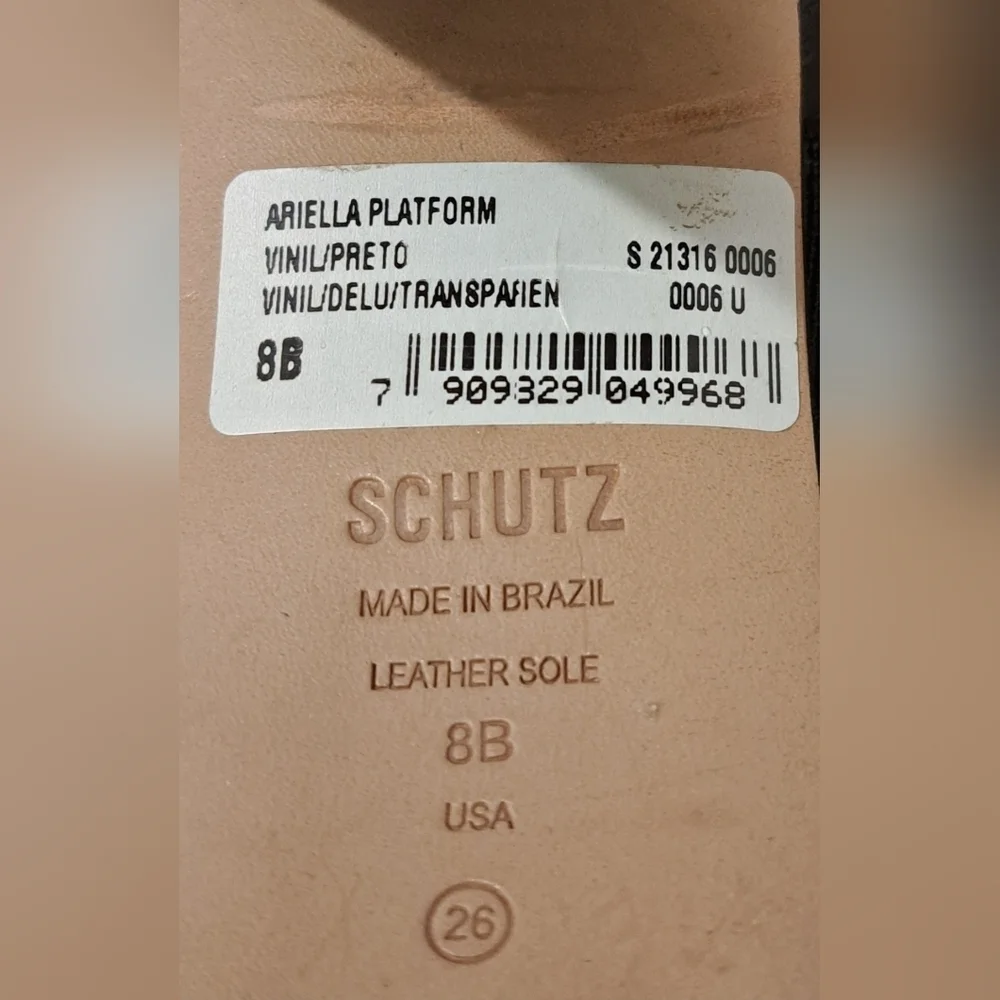 NWT Y2K Schutz Ariella Black Leather Platform Block Heel Sandal Shoe SZ 8B